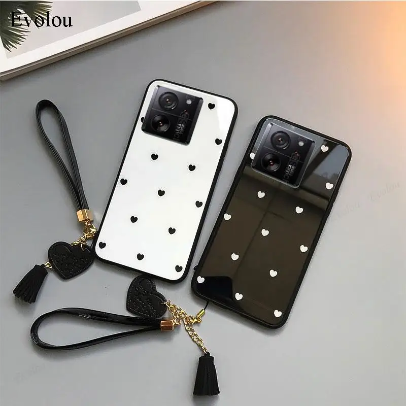 Per Xiaomi 13 T Pro Custodia Rigida In Vetro Temperato Per Xiaomi Mi 13 T Pro 14 Love Heart Pattern Cover Posteriore Antiurto