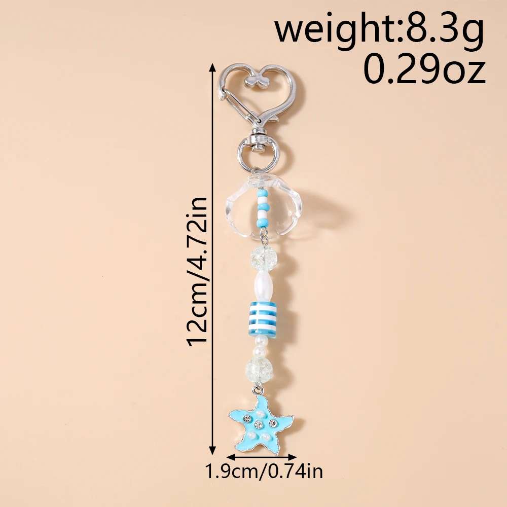 Aihua Ins Sommer Strand Quallen Seestern Schlüsselanhänger für Damen – Schicker Handtaschen- und Rucksackanhänger, Schlüsselring, Handykette, Schmuckstücke – Detail 4