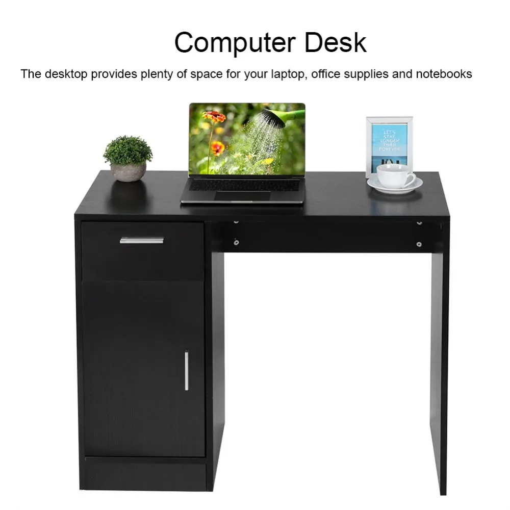 Black Computer Desk PC Laptop Table Study Workstation Home Office w/Drawer Furniture Particle Board 35.4" L x 15.74" W x 29.5" H