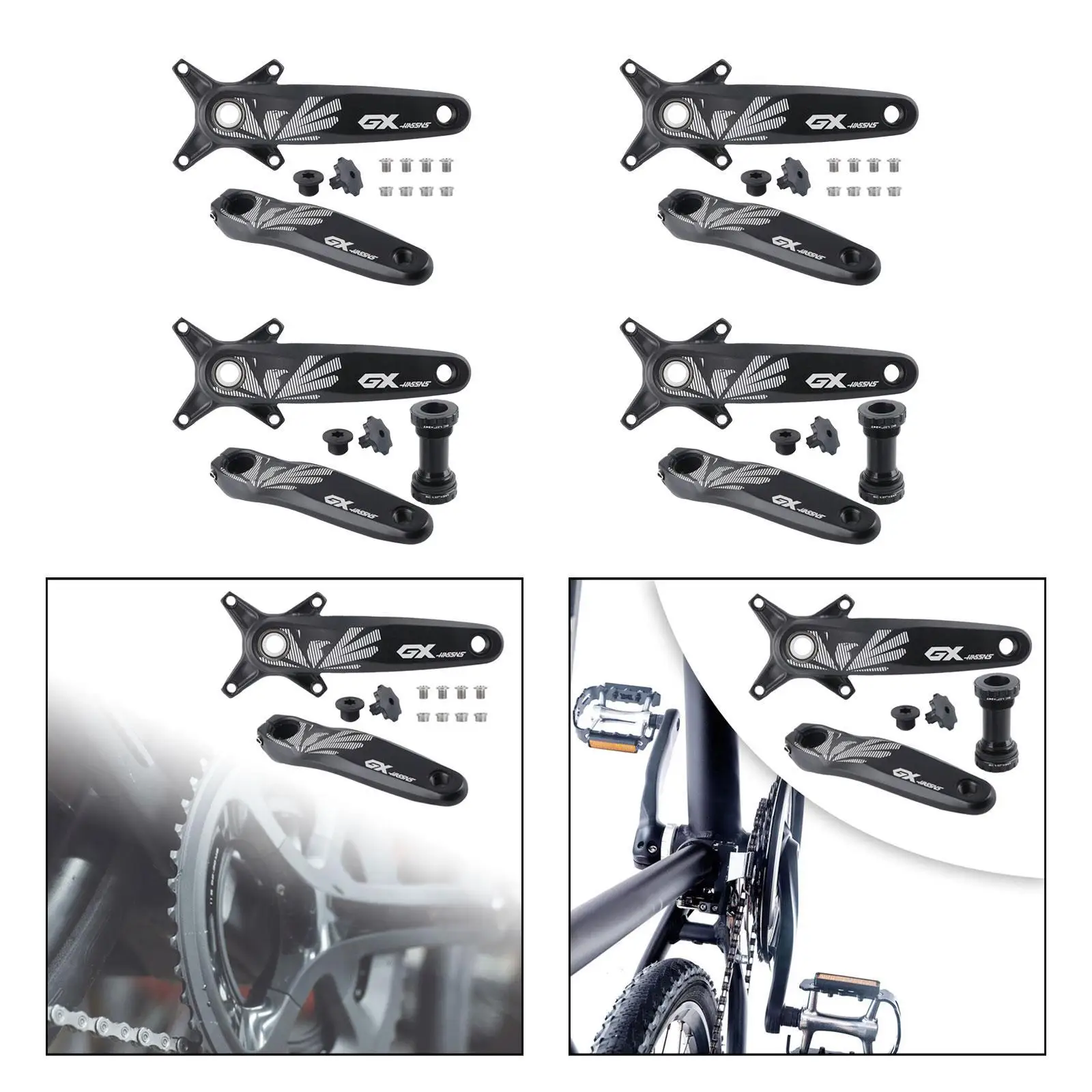 Bicycle Crank Arm Set Waterproof Crank Chainring Set Crank Arm for Trekking Bike Mountain Bikes Road Bikes Repair Replacement