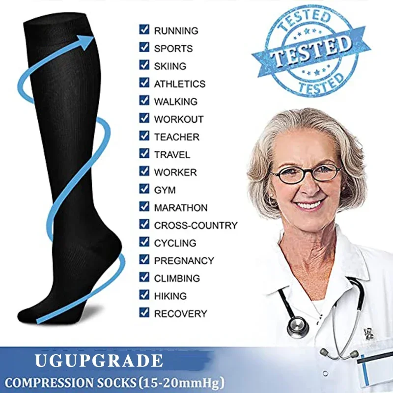 Varicose Veins Compression Socks Fit For Golf Rugby Hiking Sports For Anti Fatigue Driving Travel Flight Women Men Socks compression socks