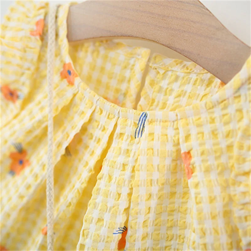 فستان أطفال منقوش أصفر لحديثي الولادة رائع على شكل...