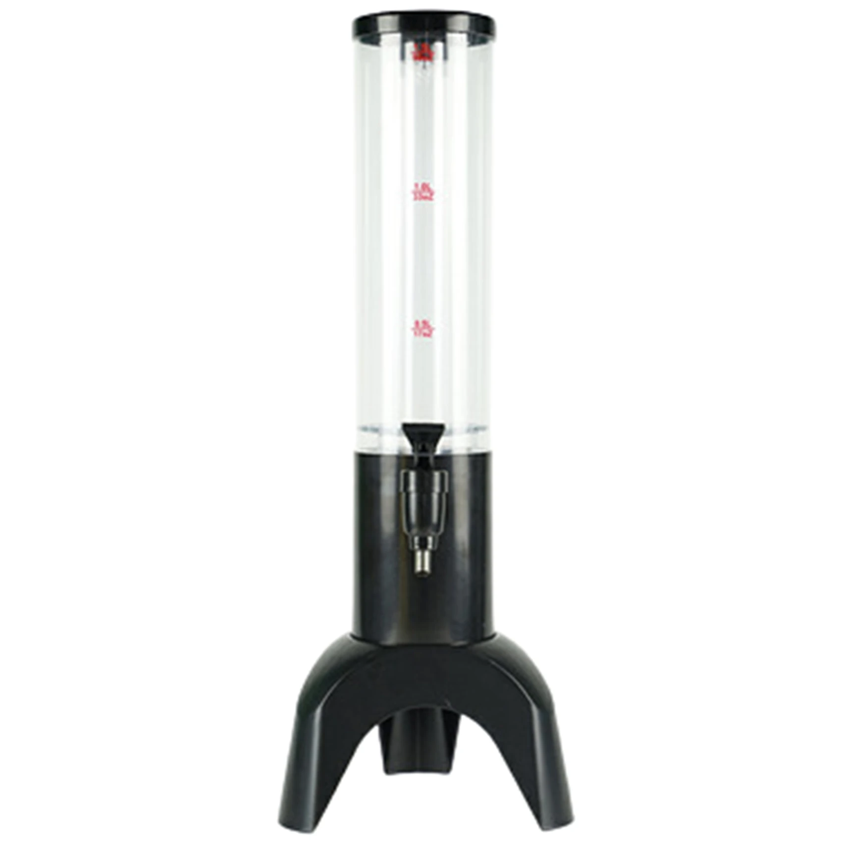 

1.5L Beer Dispenser Tower Easy Clean Integrated Tap with Ice Tube Clear Beverage Tower Dispenser-Black