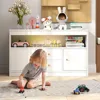 Toy Storage Organizer, Wooden Kids Bookshelf with 2 Drawers, 2 Cabinets & Open Shelf, Toy Organziers and Storage for Playroom 5