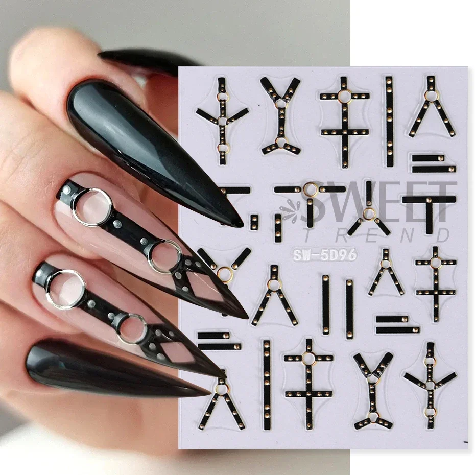 2pcs 5D Dragon Eye Embossed Nail Sticker Devil's Eyeball Black Belt Decals Halloween Holiday Sliders Gothic Style Manicure Foils