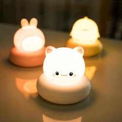 Bonito LED Night Light Sensor de Toque 7 Silicone Cores Gato Decoração Enfeites de Presente a Luz da Noite Lâmpada Bebê Crianças Quarto Desktop ночники