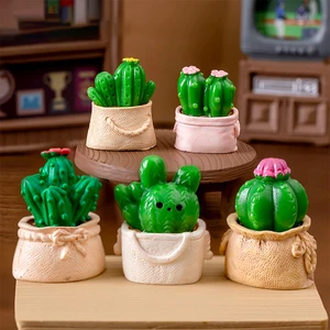 Miniature Cactus Ornament Dollhouse Rabbit Succulent Potted Plants Micro Landscape Decoration Dollhouse Miniature Toy