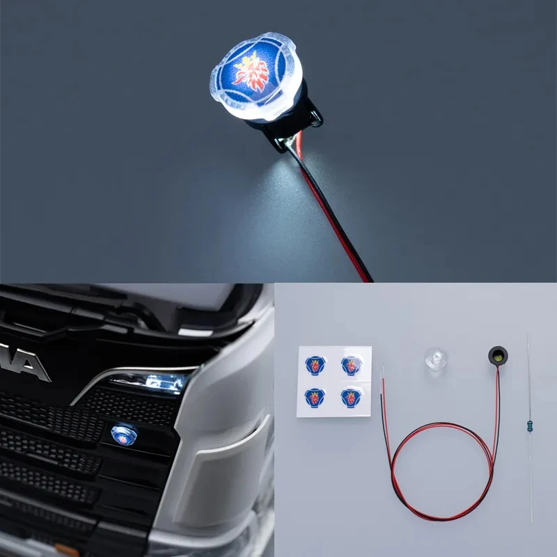 Chicken Head Glow Icon Led Front Face Light Logo Lamp Per 1/14 Tamiya Rc Truck Trailer Scania 770S 6 X4 56368 8 X4 56371 Ricambi Auto