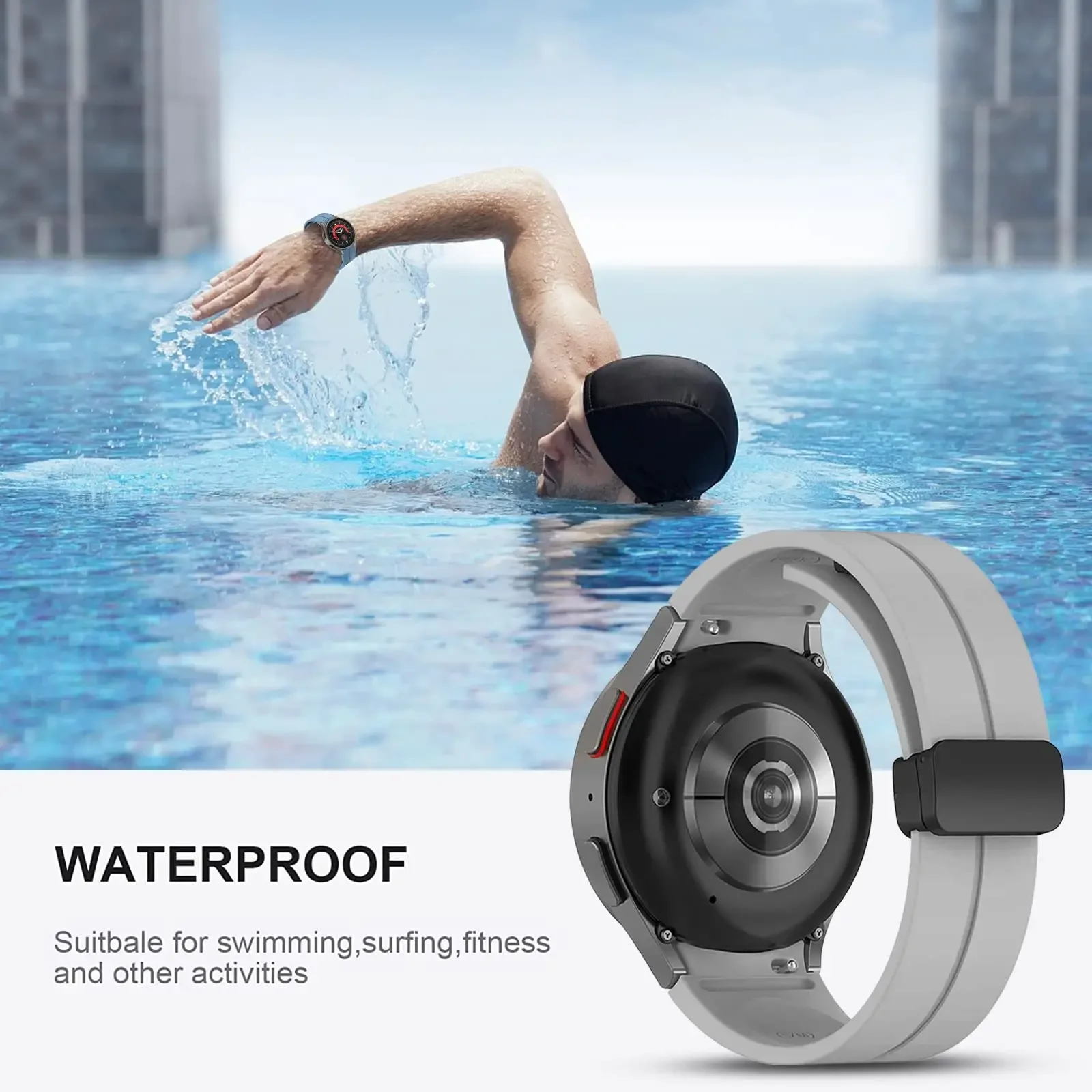 Magnetic Clasp Silicone Band Strap with Classic Design