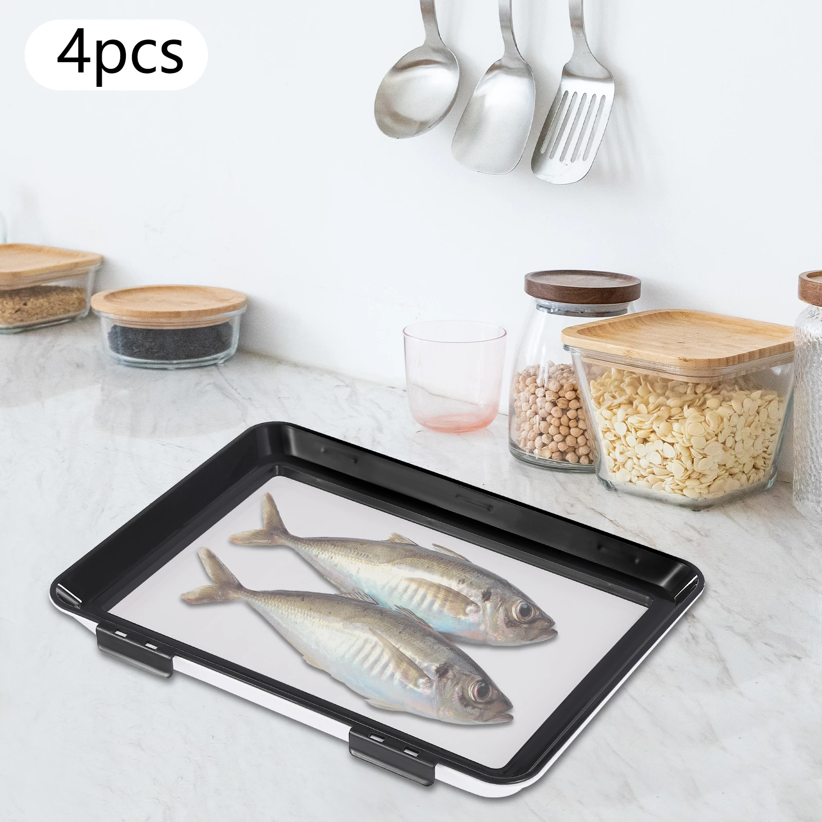 8pcs/6pcs/4pcs Reusable Food Storage Containers Airtight Lock Freshness Plates Set Stackable for Fridge/Freezer