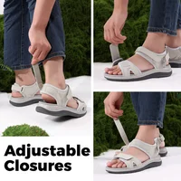 FitVille Women'S Sandals Summer Beach Flats Adjustable Ankle Strap For Swollen And Flat Feet With Arch Support Open Toe Orthotic - Image 3
