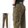 Men Fashion Formal Casual Plus Size Cargo Pants Men Loose Straight Elasticity Pants Safari Style Fashion Minimalist Trousers