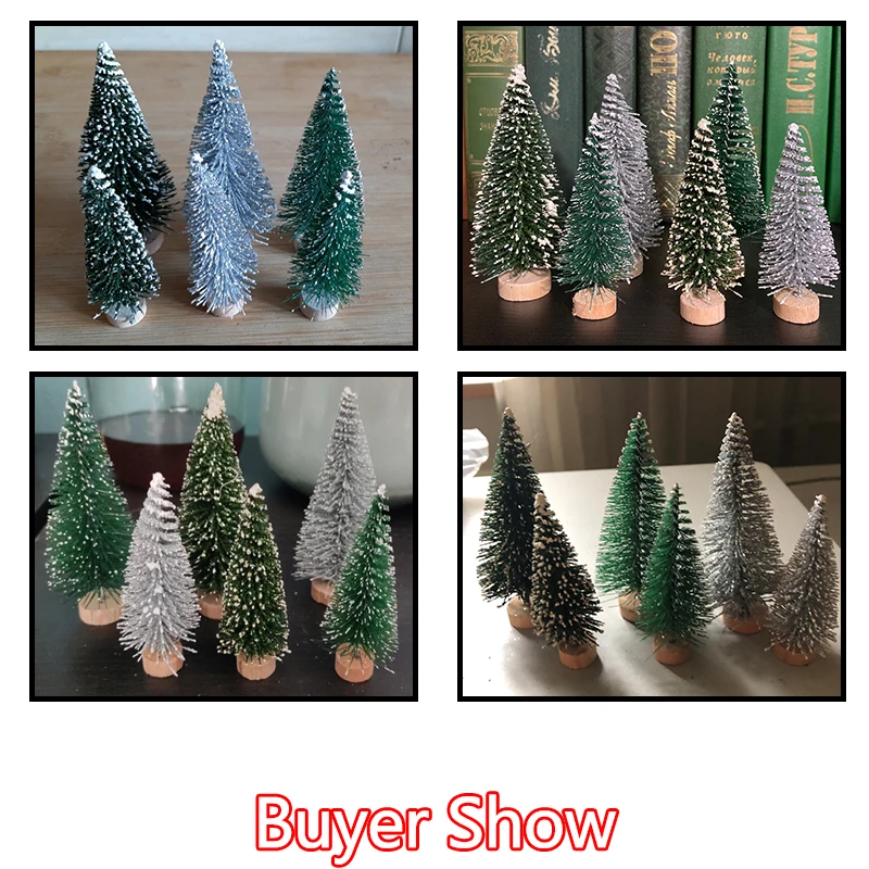 TUPARKA 36 Piezas de árbol de Navidad en Miniatura Botella Cepillo árboles Mini sisal Nieve Helada Árboles de Navidad con guirnaldas de Navidad para la decoración de la Mesa de Fiesta de Navidad 