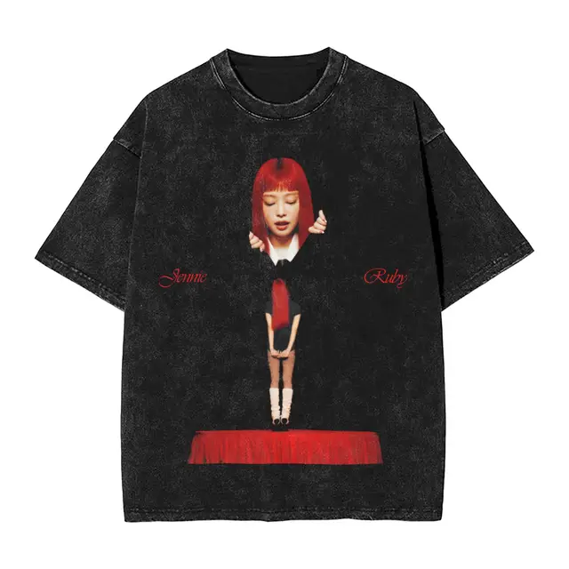 Jennie Ruby Album 2025 T Shirts Hip Hop Washed Cotton