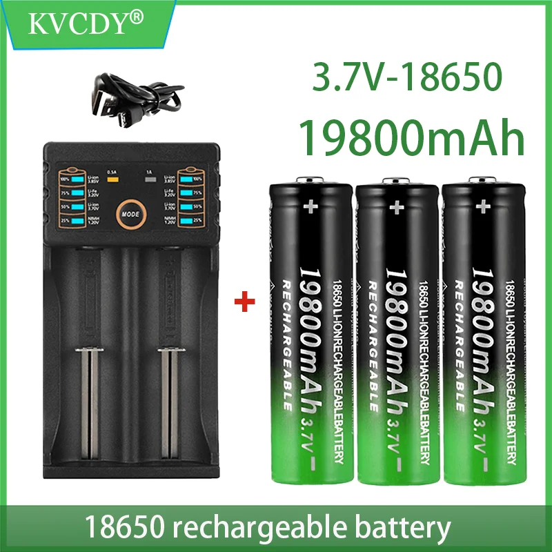 

18650 Batterij Hoge Kwaliteit 3.7V 19800Mah 18650 Li-Ion Batterijen Oplaadbare Batterij + Lader (Gratis Verzending)