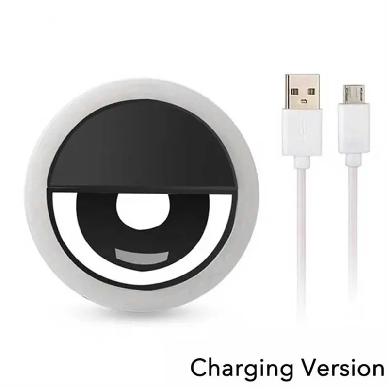 1pc USB Charge Cable LED Selfie Ring Light Adjustable Brightness Phone Camera Fill Light for iPhone Samsung Xiaomi Huawei