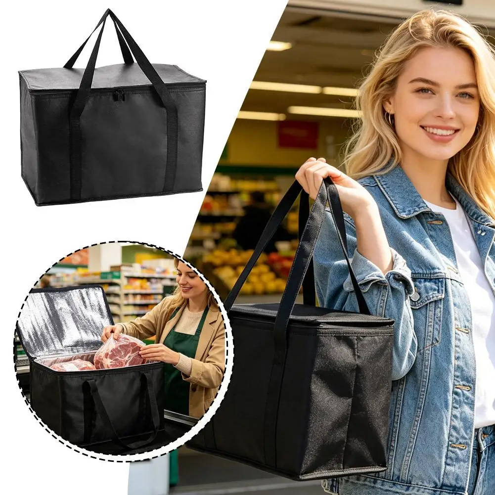 Large Capacity Insulated Grocery Bags Keep Food Hot & Cold For Hours Lightweight Hot Cold Takeout Food Delivery Bag 4