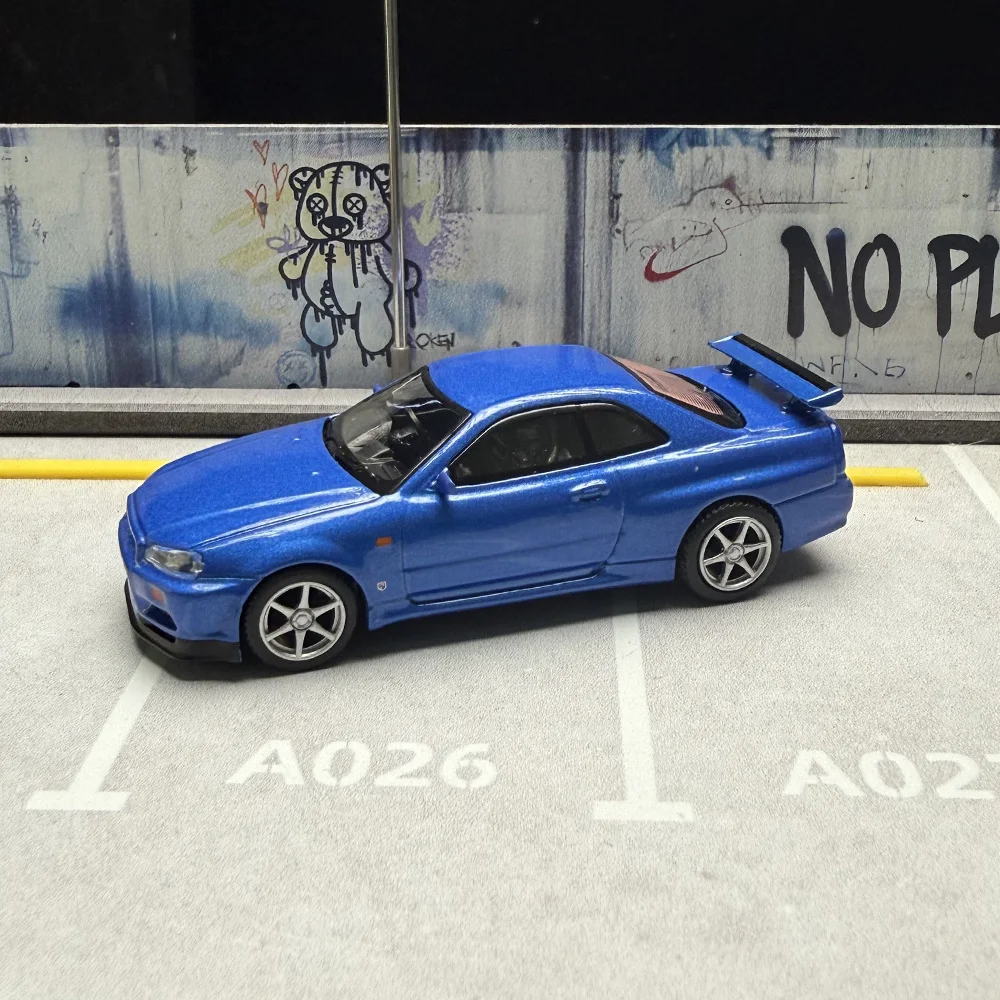 MGT 1/64 스카이라인 GTR R34 합금 다이캐스트 모델 자동차 컬렉션 장난감 스테이션 차량 성인용 선물(포장 제외)