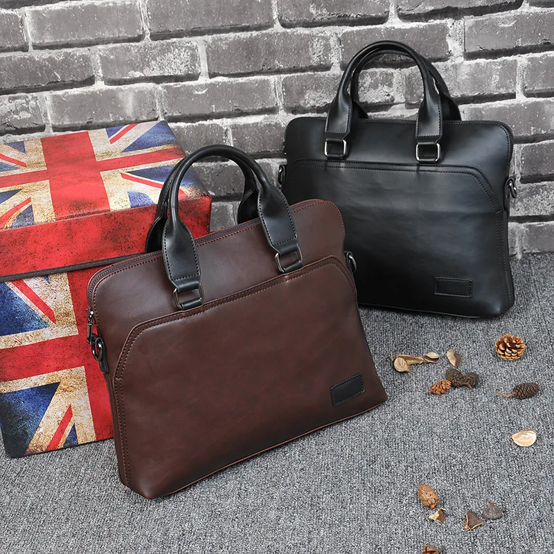 

Retro men's business simple fashion 100 shoulder oblique span can shoulder PU leather multi-functional notebook briefcase