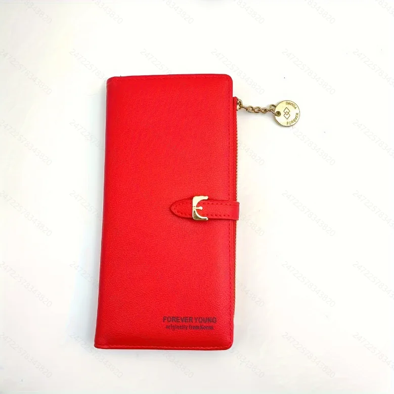 Elegant Women's PU Leather Bifold Wallet with Zipper Pocket and Wristlet