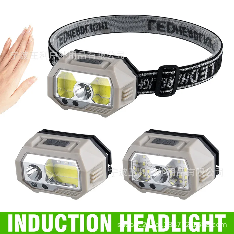 

Hand wave induction headlamp Usb Fast Rechargeable 7 Modes Waterproof