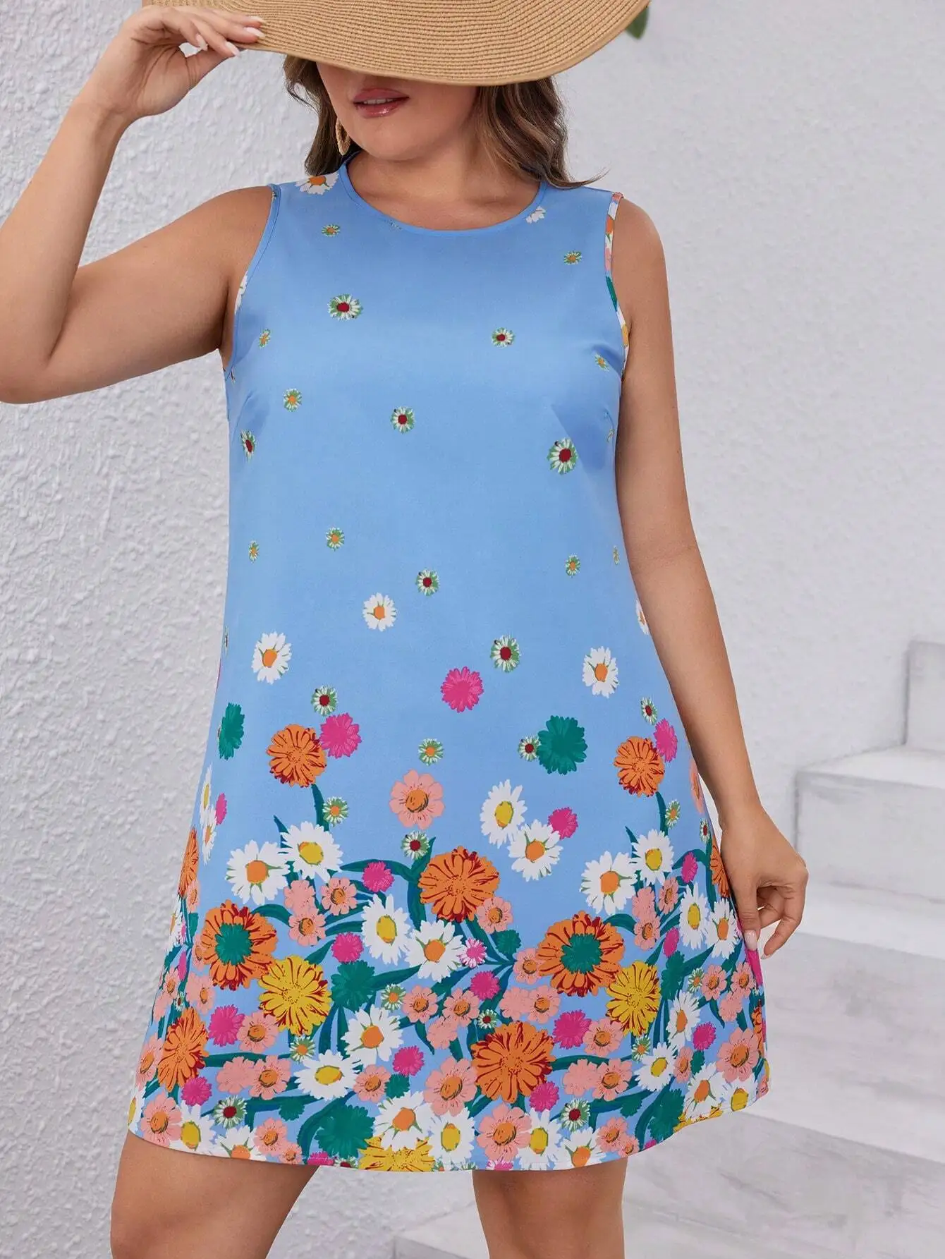 

Fashionable And Creative 3d Digital Printing Summer New Cross Border Women's Fashion Round Neck Temperament DressWQ6