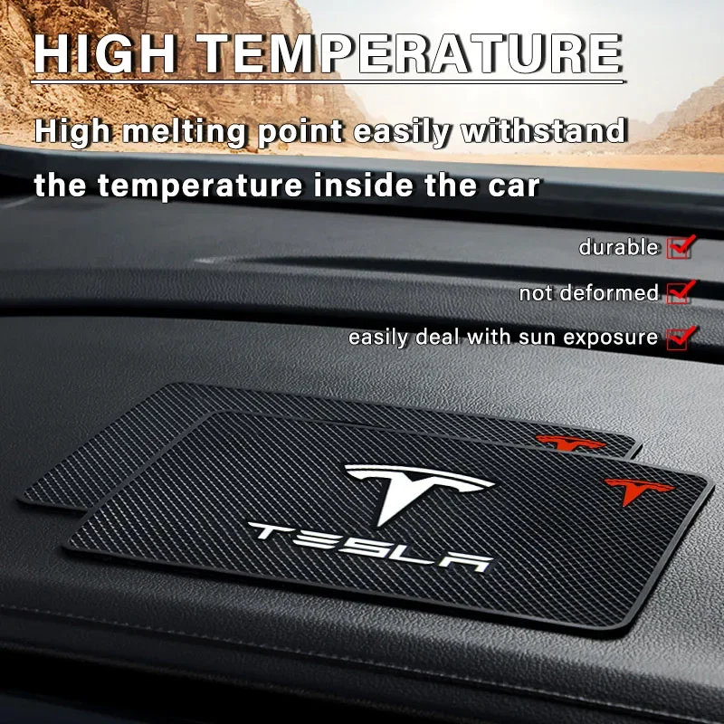 Car Ornament PVC Anti-Slip Mat Sticky Pad Dashboard Accessories For Tesla Model 3 2022 S X Y Style Roadster Invader Coil Mod WYE