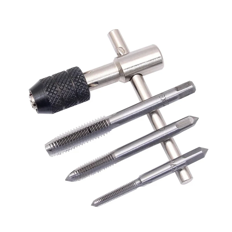 6PCS/set Alloy T-shaped Handle Wrench Manual Thread Drill Bit Adjustable M3-M8 Tapping Accessories Household Hardware Tools