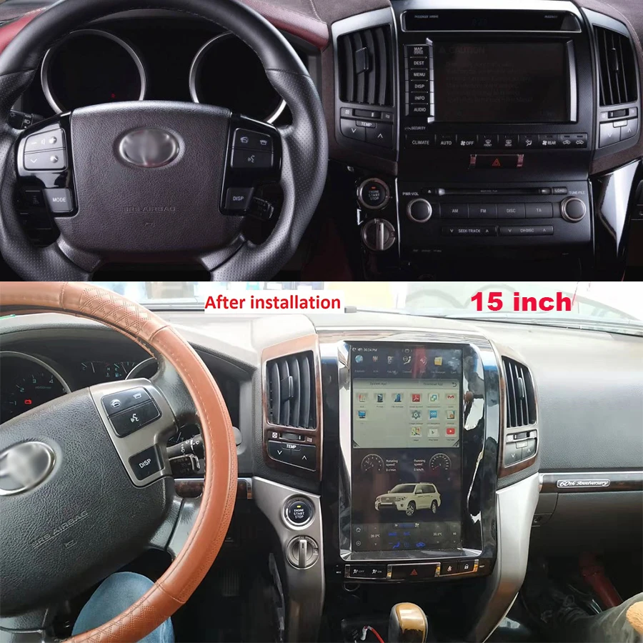 15″ Tesla Screen Head Unit Car DVD Player For Toyota Land Cruiser GXR 200 LC200 2008-2019 Android Radio GPS Navigation Carplay |