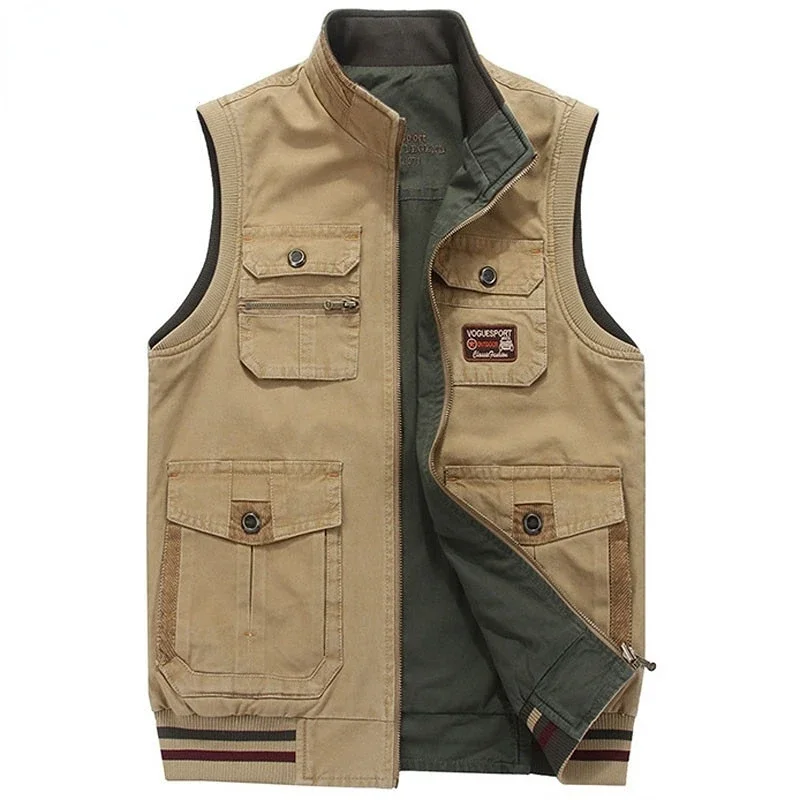 retro stand collar corduroy vest autumn winter new women s solid color pockets sleeveless covered button versatile cardigan tops Men Retro CLothing Waistcoat Army Tactical Many Pockets Vest Sleeveless Jacket Plus Size 6XL 7XL 8XL 9XL big Male Travel Coat