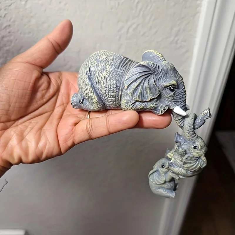 Cute Elephant Hug Baby Doll Resin Handicraft Decoration Home Decor Gift Decorative Figurines Miniatures Accessories 3 Pcs/set