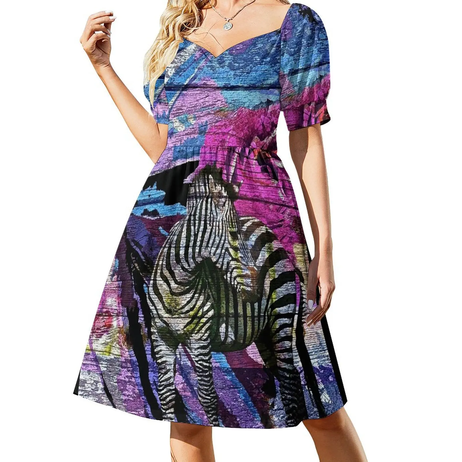 thumbnail image 1 of Vestido Zebra Life de manga corta Moda mujer Vestidos casuales Vestidos de mujer, 1 of 7