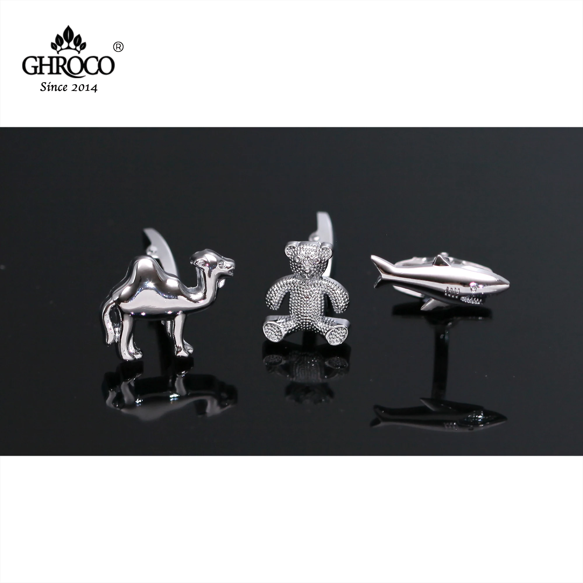 

GHROCO High-Quality Exquisite Bear &Camel & Shark Shape Cufflink Fashion Luxury Gift for Business Men&Woman Groom and Wedding