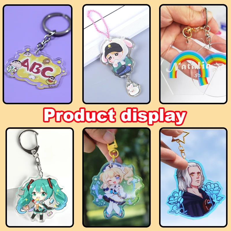 Nestandartní keychains kreslený llavero fotografii přizpůsobené anime transparentní půvab hologramu průhledný akryl personalizované šifrovací klíč kroužky pro dar