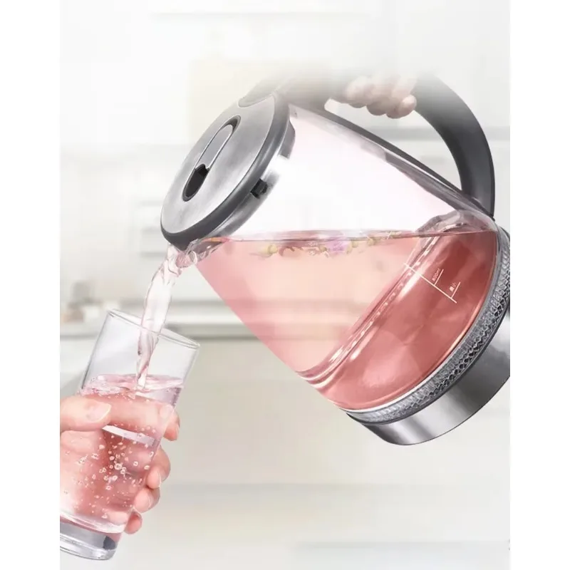 2L Electric Glass Kettle - Borosilicate Cordless Tea Pot with Heating Base, Boiling Water Heater, LED Indicator, Auto Shut-Off 2