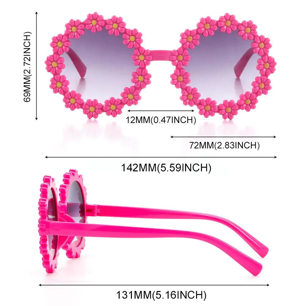 Girls Sun Protection Festival Disco Shades Kids Daisy Sunglasses Flower Sun Glasses Round Frame