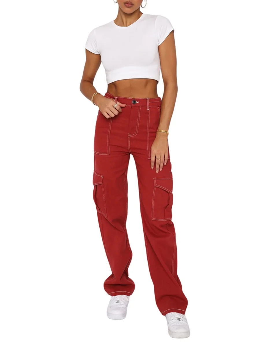 High Waisted Jeans for Women Y2K Straight Leg Denim Pants Baggy Wide