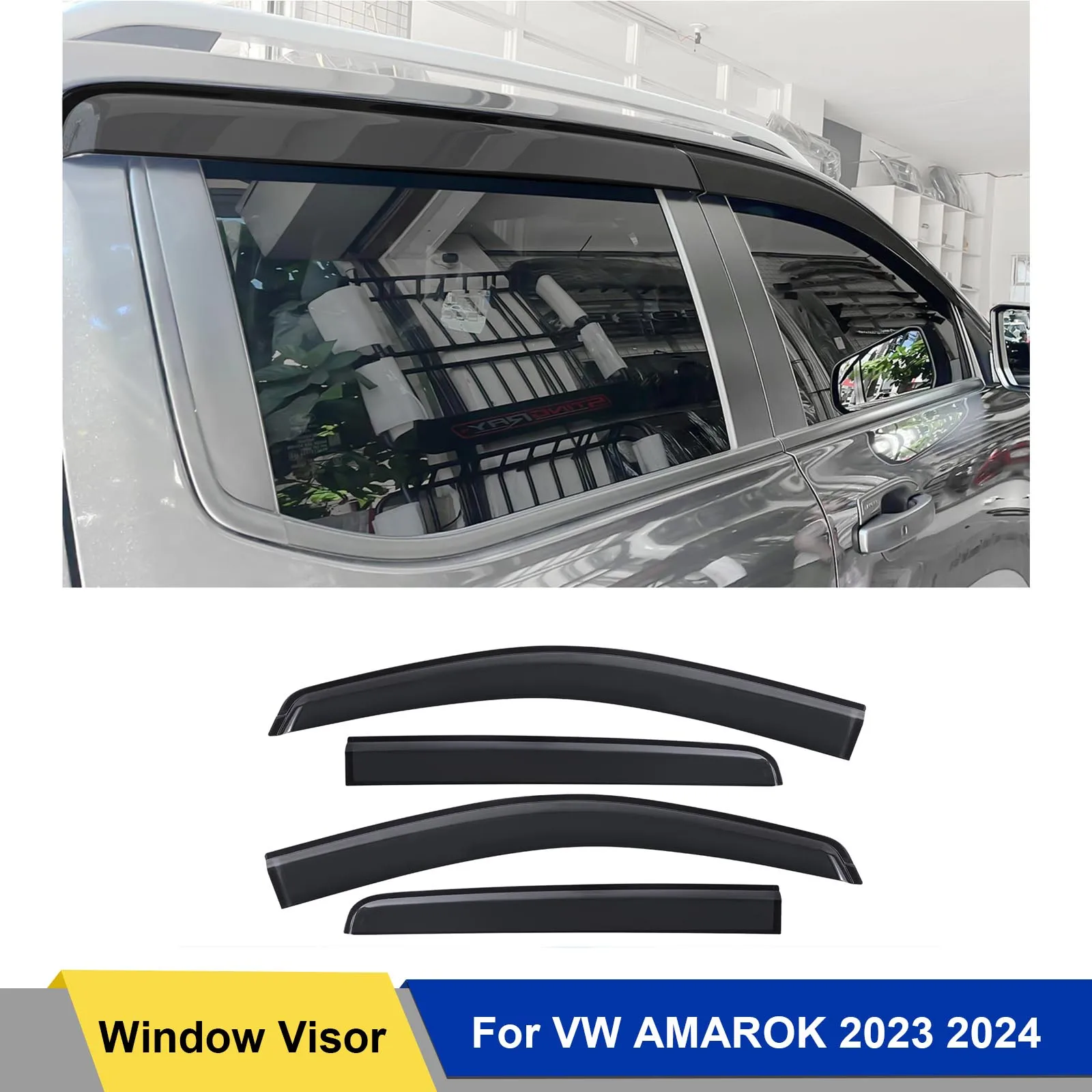 Smoke Black Weather Shields Sun Rain Guard Per Vw Amarok 2023 2024 Deflettore Del Vento A Doppia Cabina