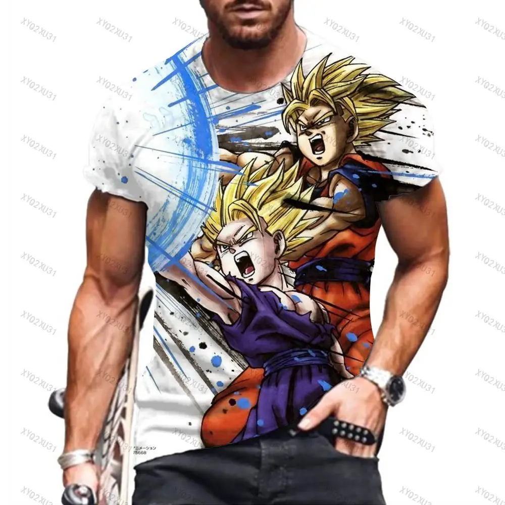 Kit 2pçs Camisetas Dragon Ball Z Goku Little e Vegeta Azul 100% Algodão  30.1 Penteado Desenho Alta Definição e Cores