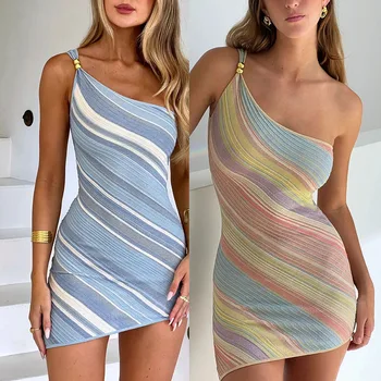 Patchwork Shoulder Mini Dress