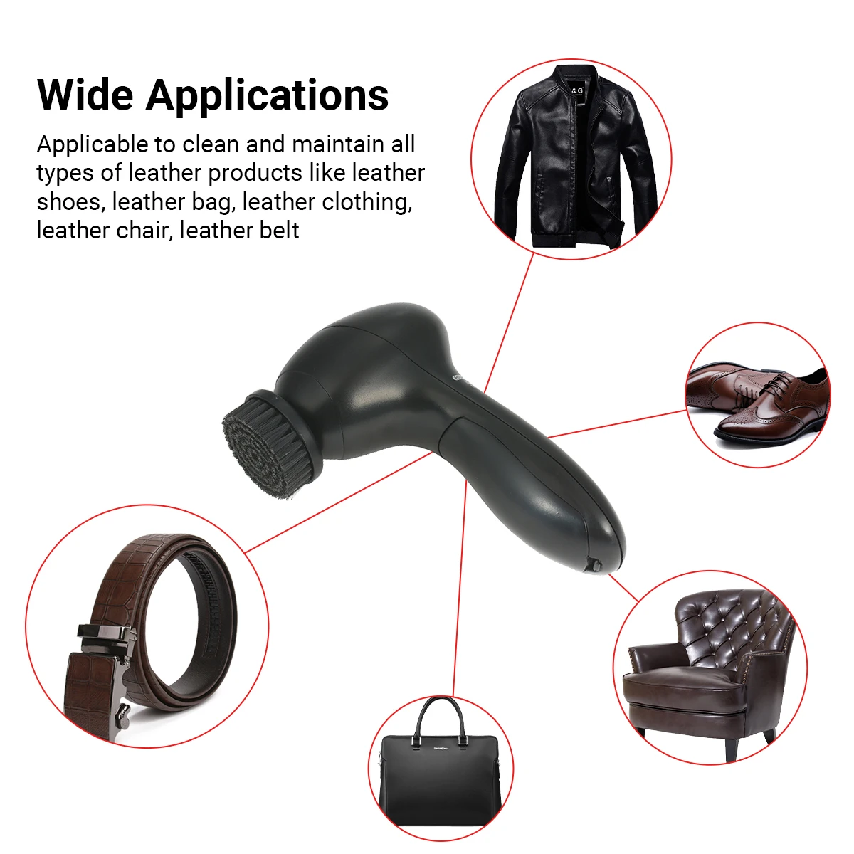 Mini Handheld Electric Shoe Brush Shoe Shine Polisher Kit Polisher Dust Cleaner with 4 Brush Heads Leather Care Kit
