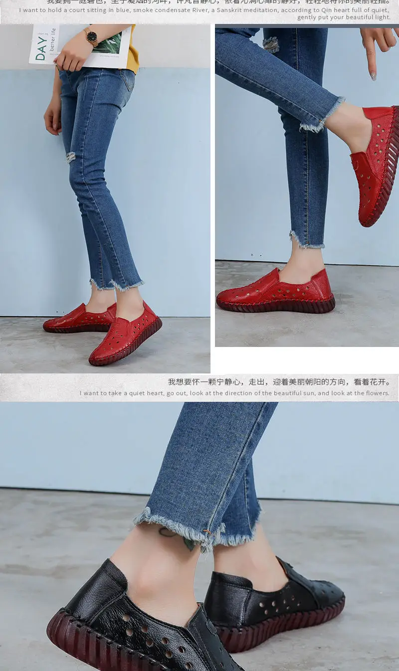Große Größe 42 Rindsleder Ballerinas Mokassins Loafer Damen Sommer Cut-Out Schuhe Damen Fahr-Mokassins Alltagsschuhe – Detail 21