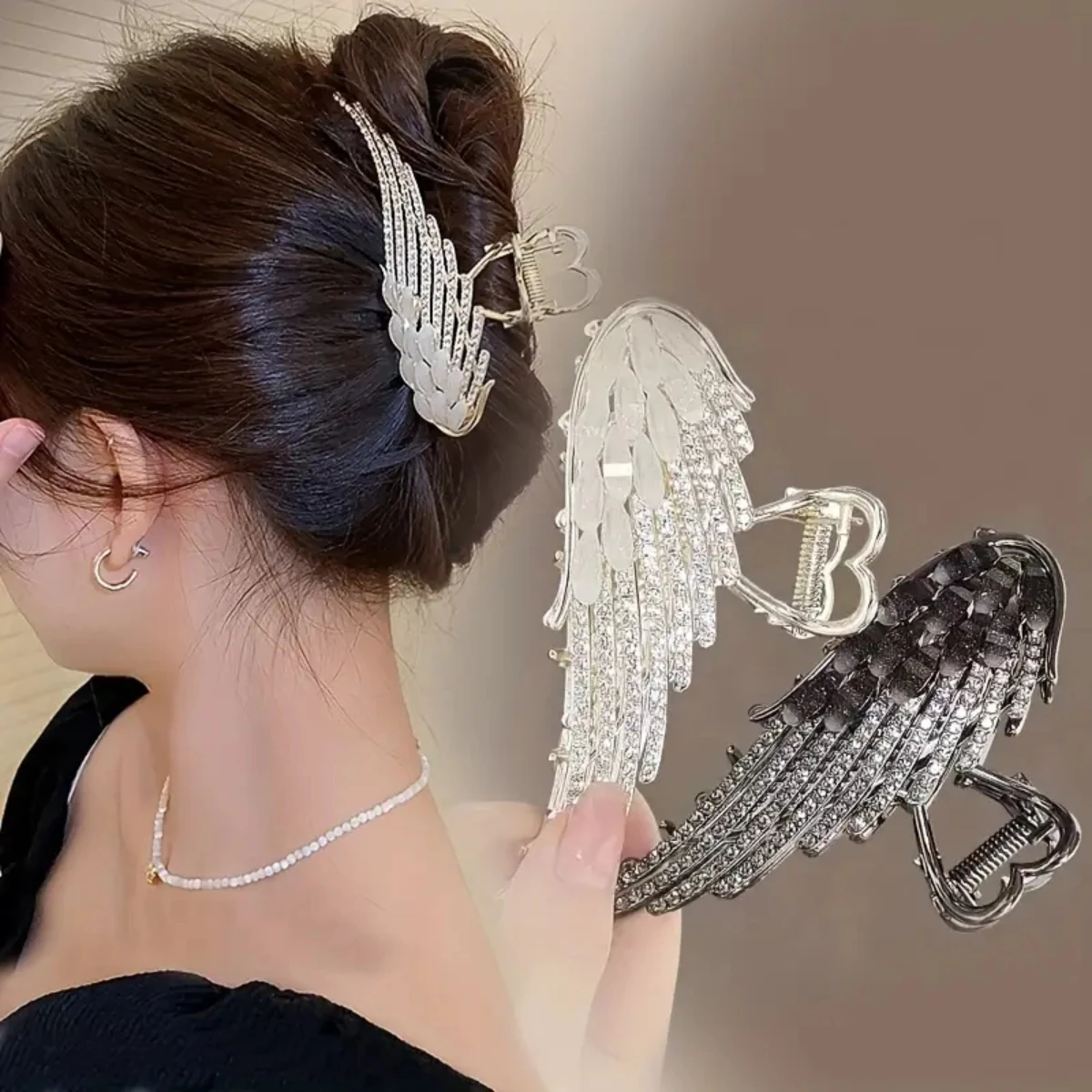 Pinces à cheveux ailes métalliques strass pour femmes, 1/2 pièces - AliExpress