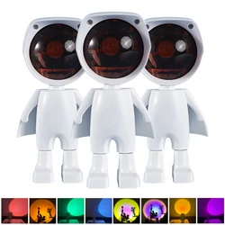 New USB Astronaut Robot Rainbow Projection Sun Lamp Table Night Light Sunset Lamp Infinite Dimming Bedroom Atmosphere Light 2022