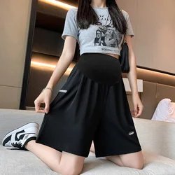 3 Colors Summer Plus Size High Waist Pants for Pregnant Women Maternity Wide Leg Loose Shorts Ladies Pregnancy Capris