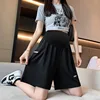 3 Colors Summer Plus Size High Waist Pants for Pregnant Women Maternity Wide Leg Loose Shorts Ladies Pregnancy Capris 1