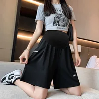 3 Colors Summer Plus Size High Waist Pants for Pregnant Women Maternity Wide Leg Loose Shorts Ladies Pregnancy Capris 1