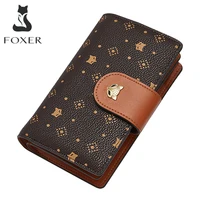 FOXER Brand Women's Wallet 2025 Fashion Long Design Money Bag PVC Leather Card Holder Print Zipper Purse Female Clutch Wallet