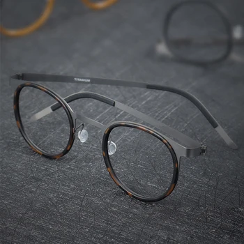 Denmark Luxury Brand Pure Titanium Eyewear Screwless Design Men Glasses Frame Mirror Ring Separation Blue Light Eyeglasses