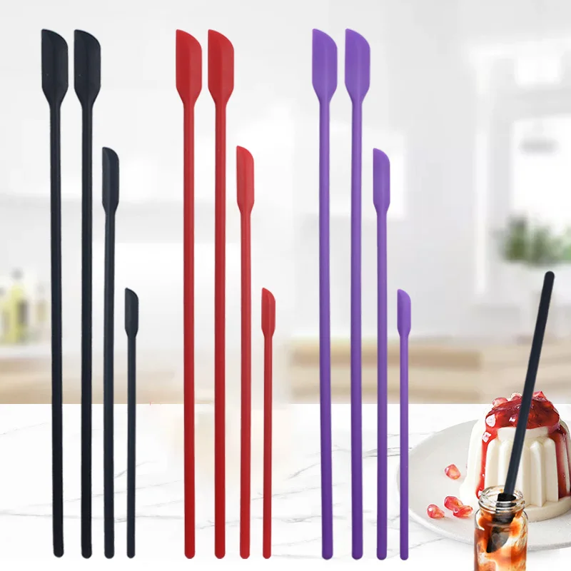 Makeup Bottle Scraper Mini Tip Spatula Jam Butter Cake Spatula Cooking Smooth Surface Scraper Baking Tool Honey Mixing Spoon 1Pc